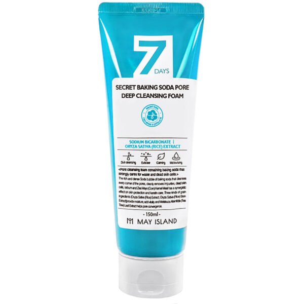 Глибоко очищувальна пінка для шкіри обличчя із комплексом рослинних екстрактів та харчовою содою May Island 7 Days Secret Baking Soda Deep Pore Cleansing Foam 150ml