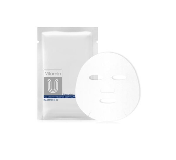 Заспокійлива та зволожуюча тканинна маска з вітаміном U та рослинними екстрактами CU SKIN Vitamin U Essence Soothing Mask 25g
