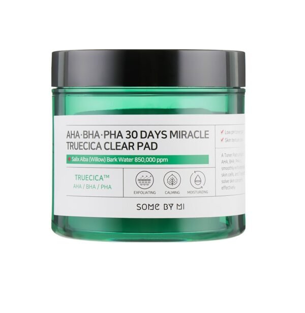 Пілінг-пади з кислотами для вирівнювання рельєфу шкіри, позбавлення висипань та пігментації Some By Mi AHA.BHA.PHA 30 Days Miracle Truecica Clear Pad 70 шт