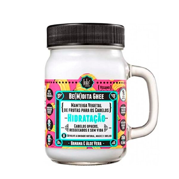 Веганська глибоко зволожувальна маска для волосся з екстрактами алое, банана та натуральними оліями LOLA BeMdita Ghee Hidratacao Banana e Aloe Vera 350g