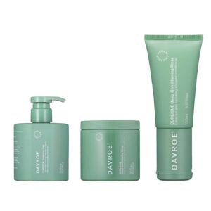 Лімітований веганський подарунковий набір засобів по догляду за кучерявим волоссям (детокс)  DAVROE Curlicue Cleansing Clay Set 4