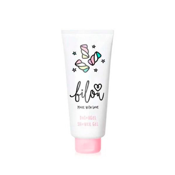 Гель для душу з ароматом малини, маршмеллоу та оліями солодкого мигдалю, авокадо та пантенолом Bilou Chewy sweets Shower Gel 200ml