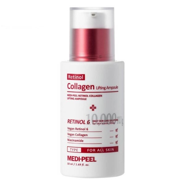 Ліфтинг-ампула з ретинолом і колагеном, ніацинамідом, аргініном, оліями макадамії та соняшника Medi-Peel Retinol Collagen Lifting Ampoule 50ml