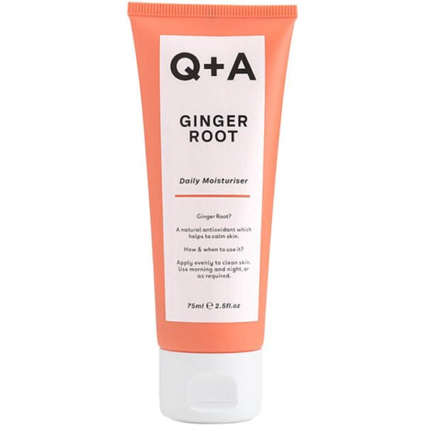 Зволожувальний крем для обличчя на основі кореня імбиру, з соняшниковою олією та олією виноградних кісточок Q+A - Ginger Root - Daily Moisturiser - 75ml