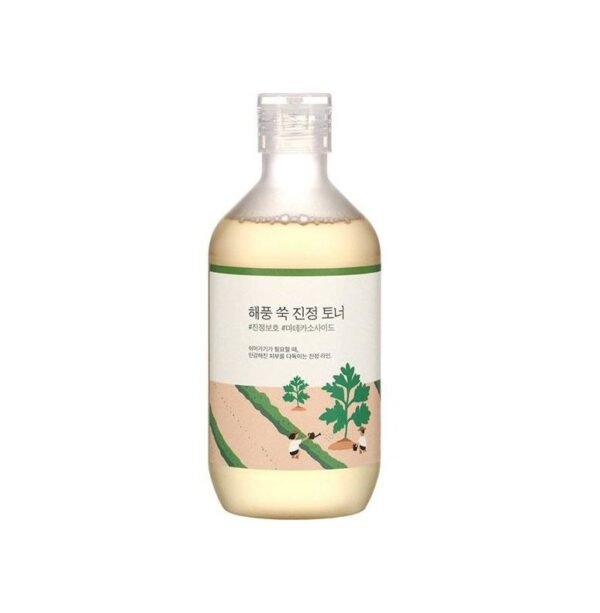 Заспокійливий тонер з морським полином, мадекасосидом, екстрактами ірландського моху, цукрової тростини, пантенолом Round Lab Mugwort Calming Toner 300ml