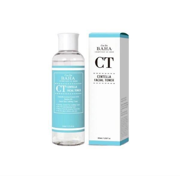 Заспокійливий тонер з центеллою азіатською 92%, бетаїном 4% та екстрактами листя алое, квіток бузини, едельвейсу Cos De Baha CT Centella Facial Toner 200ml