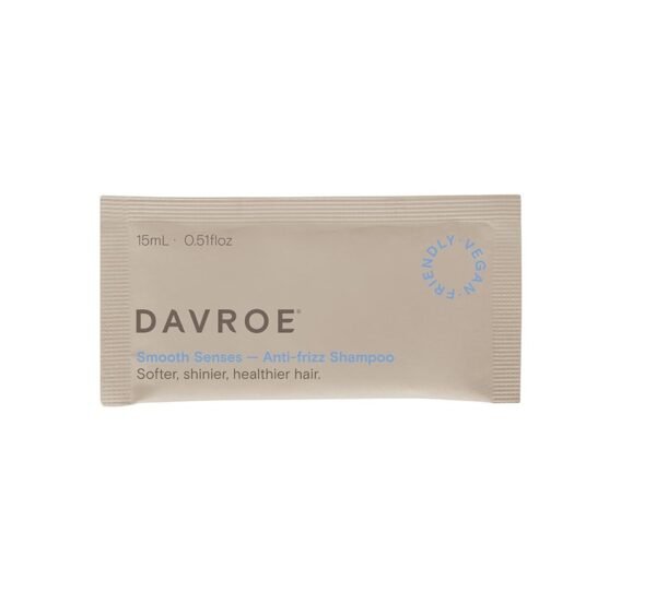 МІНІФОРМАТ професійний веган помякшувальний шампунь для кучерявого волосся з рослин екстр та алое вера Davroe Smooth Senses Anti-frizz Shampoo 15 ml