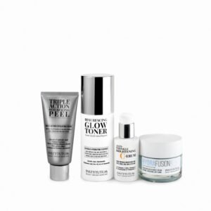 Набір Instytutum ПРОТОКОЛ БАЗОВИЙ ДОГЛЯД (Тонер з гліколевою та гіалурон. кислотами, Суперконцентрований серум з вітаміном С, Ультра зволожувальний крем-гель, Пілінг потрійної дії, шопер)