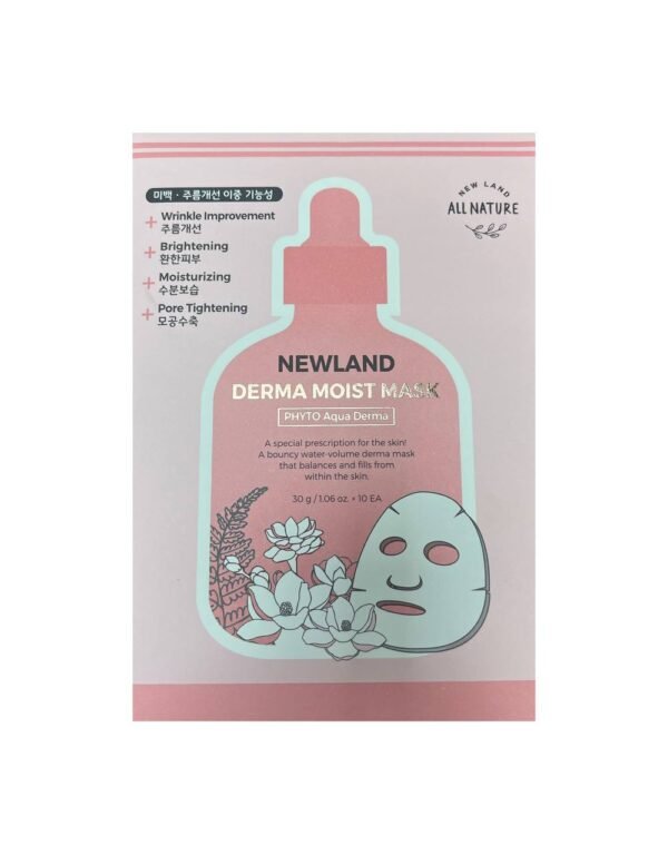 Зволожувальна та відновлювальна тенсельна маска з ніацинамідом, аденозином та рослинними екстрактами Newland All Nature Derma Moist Mask 30g