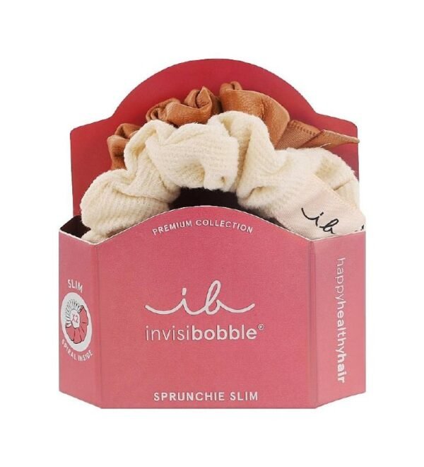 Резинка-браслет для волосся білий, шкіряний Invisibobble Sprunchie Slim Premium Creme De Caramel 2шт