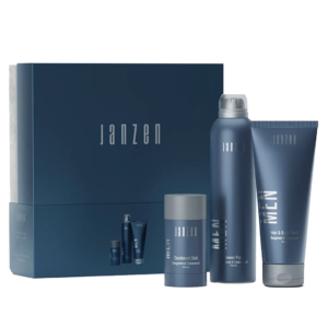 Подарунковий набір для чоловіків Приємні моменти (дезодорант-стік, піна для душу, гель для тіла, волосся) JANZEN Moments For Men Bergamot Cedarwood