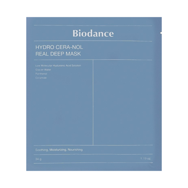 Гідрогелева нічна маска для відновлення шкіри з керамідами, пантенолом та льодовиковою водою Biodance Hydro Cera-nol Real Deep Sheet Mask 34g