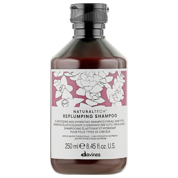 Зволожувальний шампунь для ущільнення волосся з екстрактом чорнослива Davines Naturaltech Replumping Shampoo 250ml
