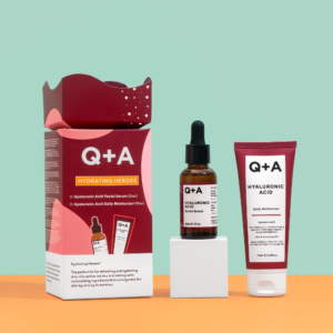 Подарунковий набір для зволоження шкіри (Hyaluron Acid Facial Serum, Hyaluron Acid Daily Moisturiser) Q+A Hydrating Heroes Gift Set