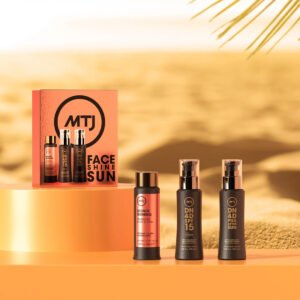 Набір для догляду за обличчям (крем для обличчя SPF15, мерехтливий лосьйон, крем після засмаги) MTJ Face Shine Sun Kit
