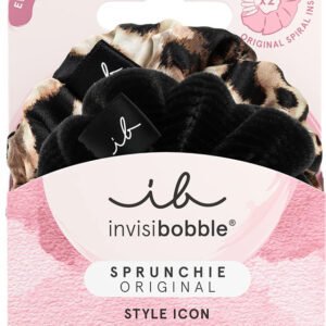 Резинка-браслет для волосся чорна, леопардова Invisibobble Sprunchie Original Style Icon The Iconic Beauties 2шт