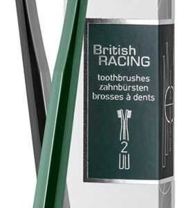 Набір з 2 м’яких зубних щіток Базель (Green and Black) виготовлених з CUREN, якіснішої та довговічнішої альтернативи нейлону Swiss Smile British Racing